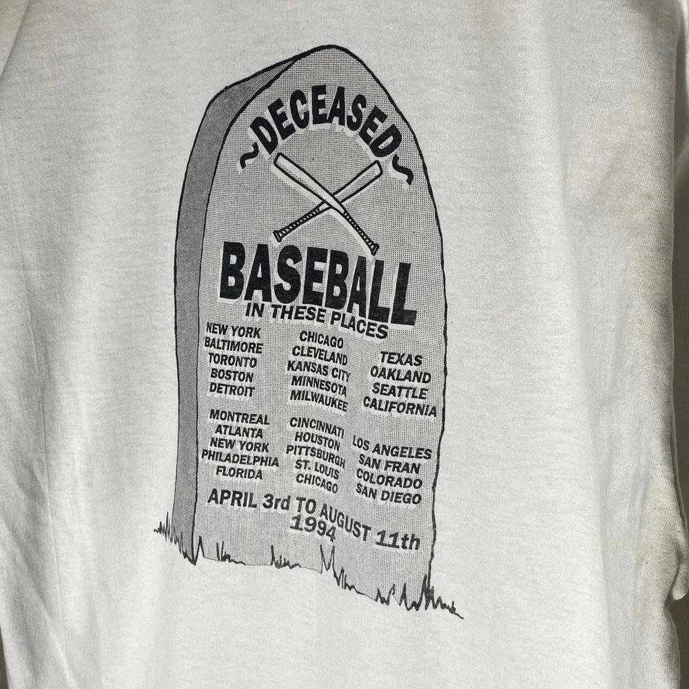 Vintage 1994 Who Killed Baseball MLB Player Strike T-Shirt Large‎